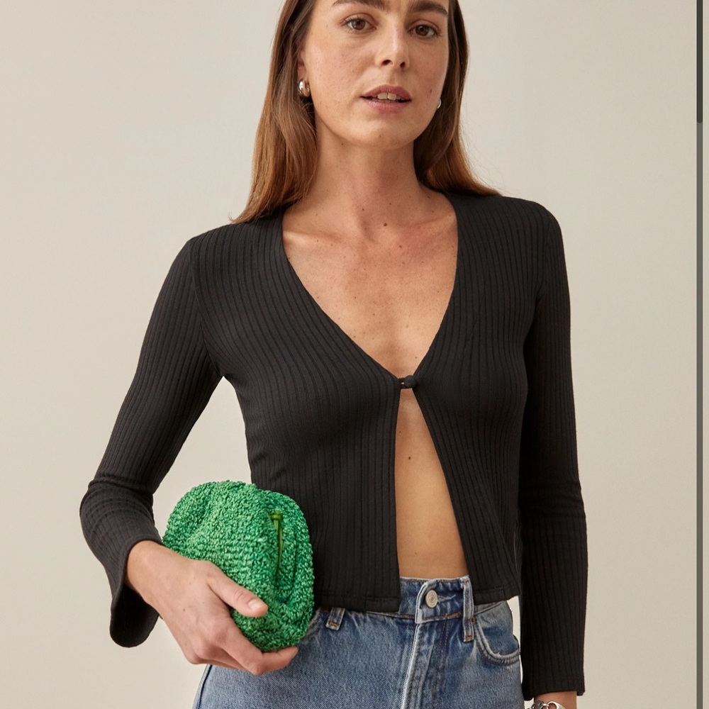 Reformation Dasia Knit Top Black Size XS